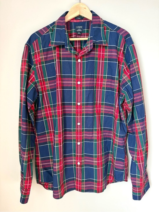 J. Crew Other - J. Crew Men’s Slim Fit Flex Washed Navy & Red Plaid Button-Down Shirt